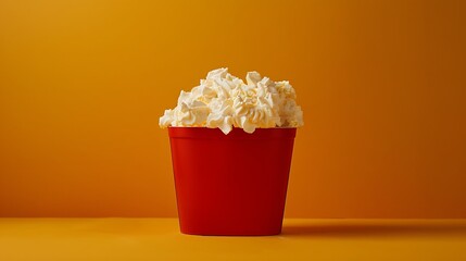 Snow cream in the red box on golden orange colour and mustard background