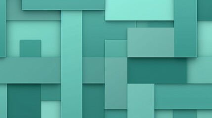 Fototapeta premium illustration of a geometric pattern featuring teal squares and rectangles of varying sizes, creating a modern and minimalist aesthetic