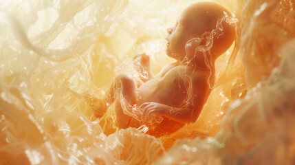 Fetus, Embryo Human in the Womb 3d illustration
