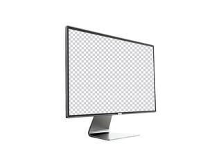 Desktop monitor blank screen isolated on transparent background, generative ai 