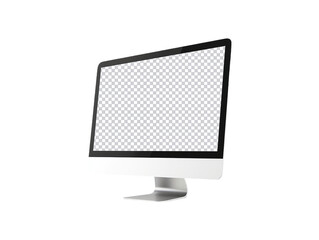 Desktop monitor blank screen isolated on transparent background, generative ai 