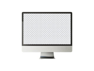 Desktop monitor blank screen isolated on transparent background, generative ai 