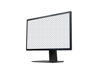 Desktop monitor blank screen isolated on transparent background, generative ai 