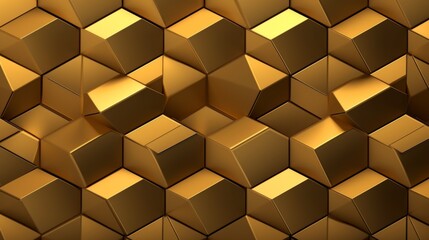 A background pattern with a  arrangement of metallic gold hexagons