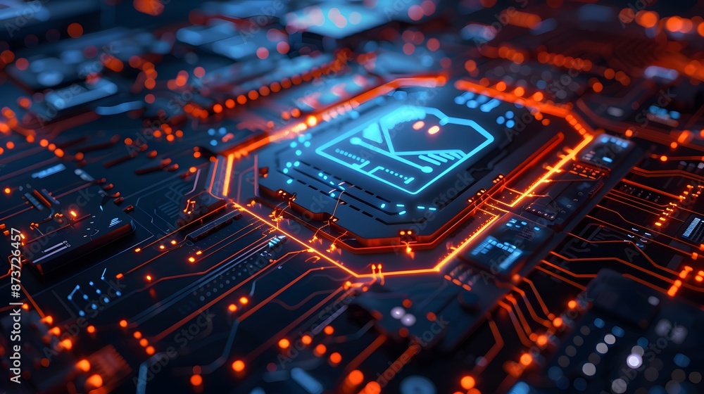 Poster firewall protection shield, firewall protecting a network from malicious software and cyber attacks.