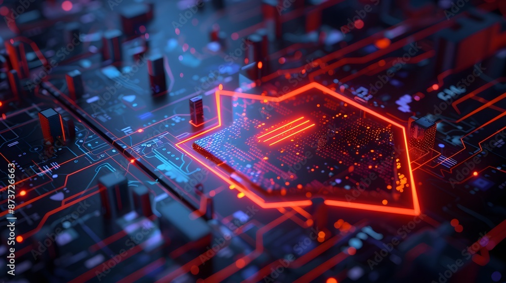 Poster firewall protection shield, firewall protecting a network from malicious software and cyber attacks.