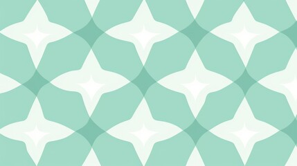A pattern featuring a design of overlapping teal and white geometric shapes, forming star-like figures
