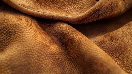 A small section of a suede designer bag highlighting the softness and velvety texture of the material.