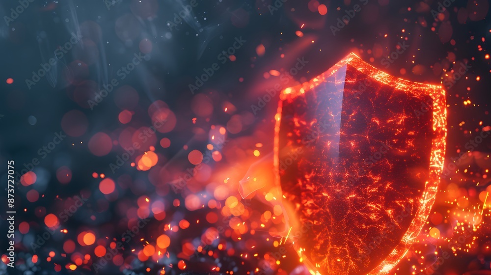 Aufkleber firewall protection shield, firewall protecting a network from malicious software and cyber attacks.
