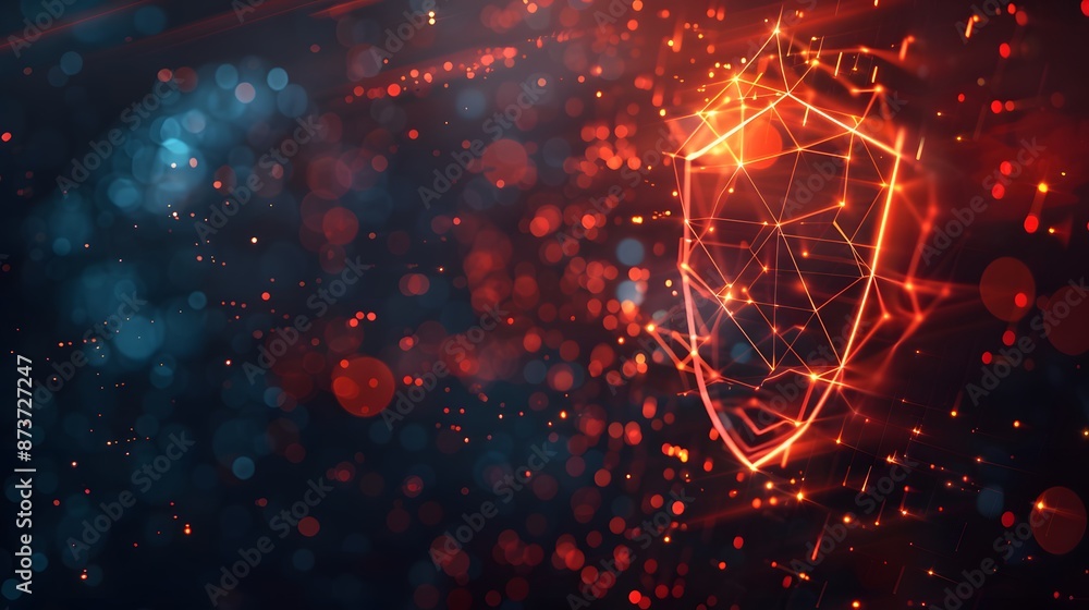 Poster firewall protection shield, firewall protecting a network from malicious software and cyber attacks.