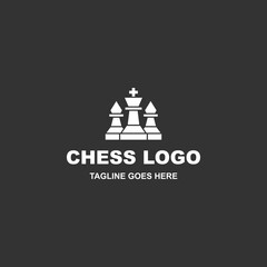 Fototapeta premium Chess logo design vector isolated on black background