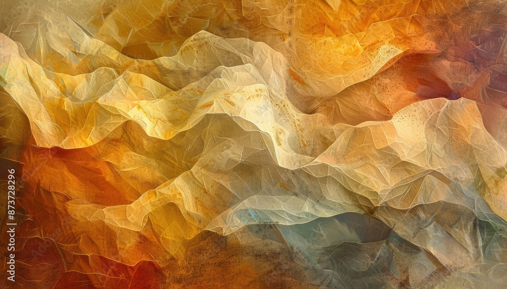 Poster the abstract image beautifully captures intricate yellow and brown geological patterns and textures 