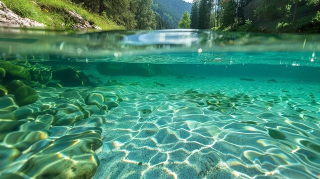 A poster depicting a crystal clear body of water with the caption Dont Be Caught Off Guard Be Aware of the Dangers of Flash Floods..