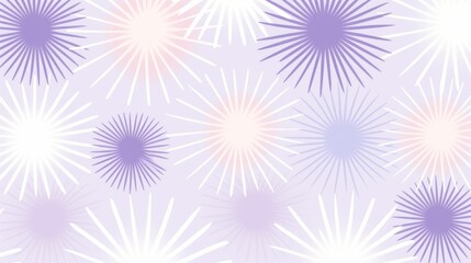 A graphic illustration of a  pattern of purple and white starbursts on a light purple background