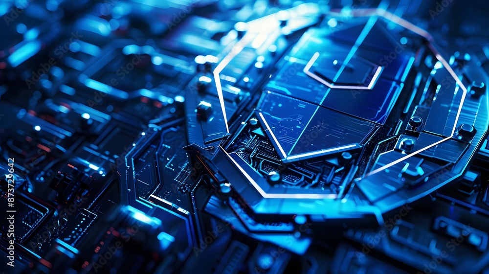 Poster firewall protection shield, firewall protecting a network from malicious software and cyber attacks.