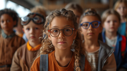 Fototapeta premium Youngsters participating in a scientific fair that range in age, gender, and ability.