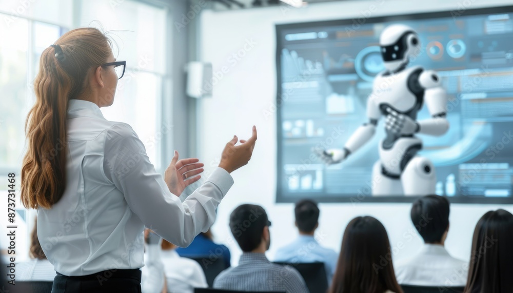 Poster a professional utilizes vr technology for data analytics presentation in a hightech office setting a