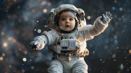 Canadian Baby Astronaut Floating in Cosmic Space Wonderland