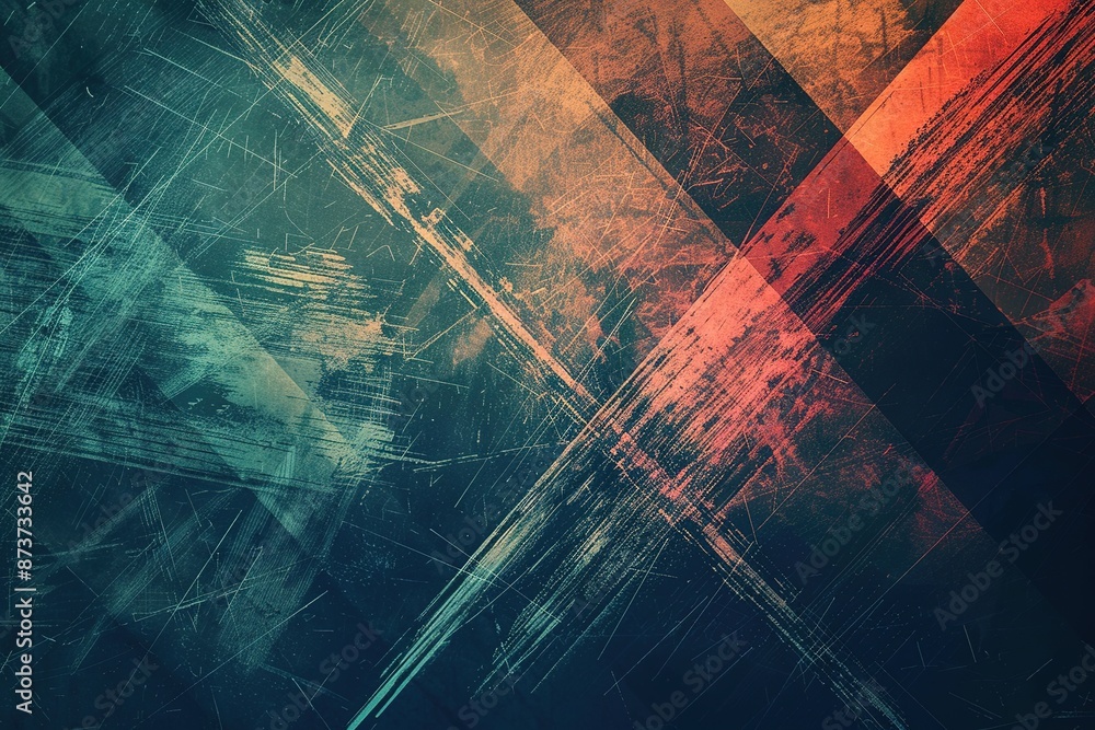 Poster modern abstract design with dynamic linear scratches and vibrant