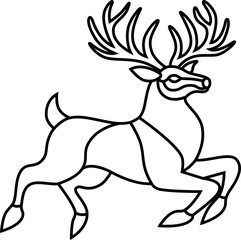 Reindeer drawing drawn with black lines