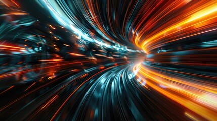 Energetic light trails abstract, showcasing motion and speed with vibrant colors, radiating creativity and energy AIG62