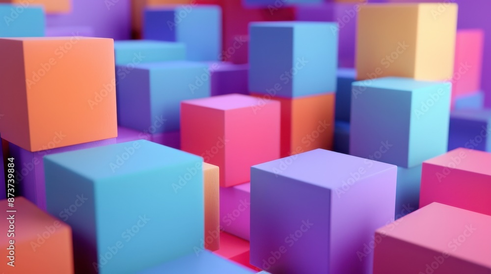 Poster abstract 3d colorful cubes background