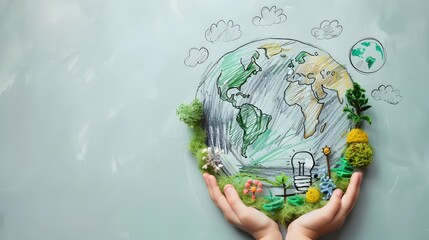 Child Drawing Sustainability and Ecology Concept for World Environment Day