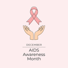AIDS Awareness Month. Line art design. Awareness Month. Red ribbon design. Good for celebration template usage. Continuous line. eps 10.