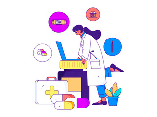 Medical characters fighting the epidemic flat vector concept operation hand drawn illustration
