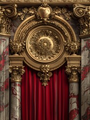 Baroque Classical Abstract Marble Framed Ceiling Art with Ornate Border. Luxury Lavish Decor Victorian Elements with Seamless Pattern Background Texture