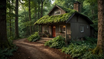 A quaint cottage in the woods inhabited by a reclusive artist ai_generated