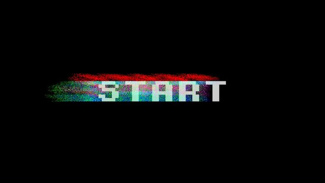 Glitch animation Retro video game. start with noisy distortion. 4k video.