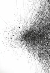 Dynamic Black and White Ink Drawing with Speed of Light Effect, Featuring Grunge Scribble Art and Textured Look on White Background.