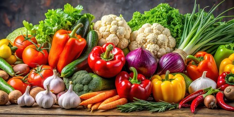 A pile of fresh and colorful vegetables , Vegetables, organic, healthy eating, market, harvest, farm, cooking, nutrition