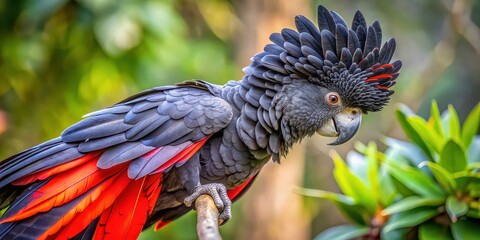 Redtailed Black Cockatoo Cleaning Its