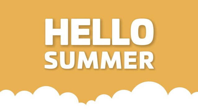 hello summer animation video text on yellow background