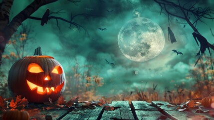 spooky pumpkin hallowen background