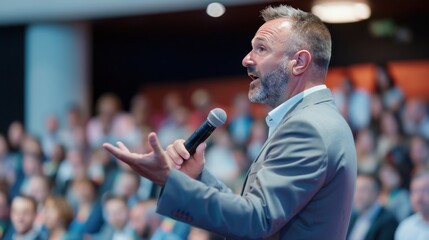 Businessman Delivering Speech at Conference