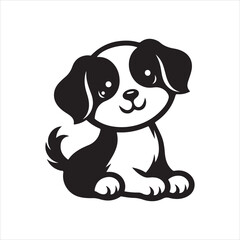 Cute Dog Silhouette Vector Art for Illustration Design.