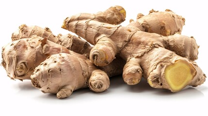 Fototapeta premium Fresh ginger root with its distinctive texture.