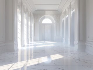 Sunlit Hallway with Elegant White Decor