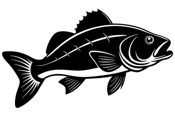 Bass vector illustration, Bass isolated on white, Bass silhouette, Bass vector art