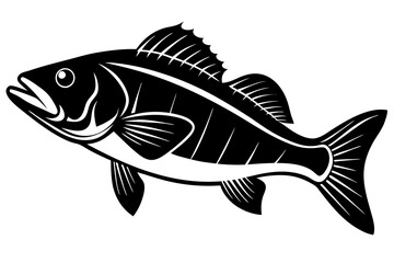 Bass vector illustration, Bass isolated on white, Bass silhouette, Bass vector art