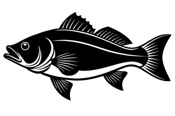Bass vector illustration, Bass isolated on white, Bass silhouette, Bass vector art