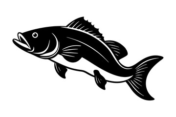Bass vector illustration, Bass isolated on white, Bass silhouette, Bass vector art
