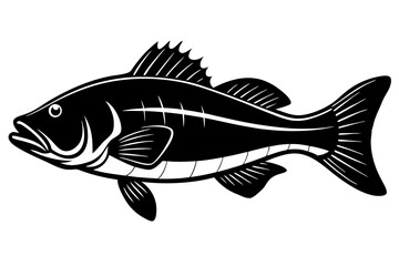 Bass vector illustration, Bass isolated on white, Bass silhouette, Bass vector art