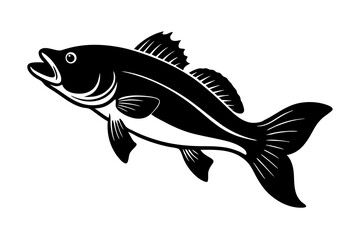 Bass vector illustration, Bass isolated on white, Bass silhouette, Bass vector art