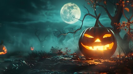 Naklejka premium spooky pumpkin hallowen background