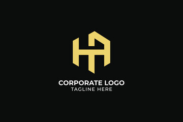 Fototapeta premium letter HA TA modern abstract minimal Universal elegant vector emblem Premium business logotype, letter HA logo for corporate, finance profit investment and real estate property logo