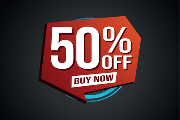 50% fifty percent off buy now poster banner graphic design icon logo sign symbol social media website coupon

